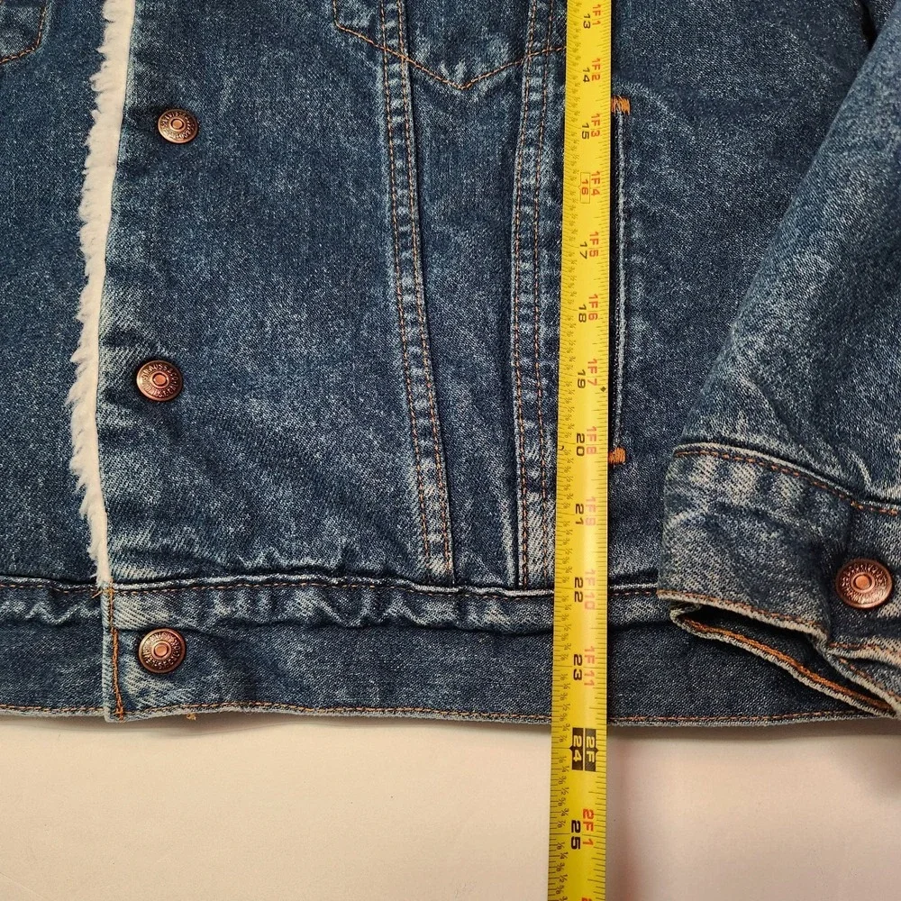Vintage 80s Levi's Sherpa Lined Denim  Trucker Jacket  44R /L  Made In USA - EUC